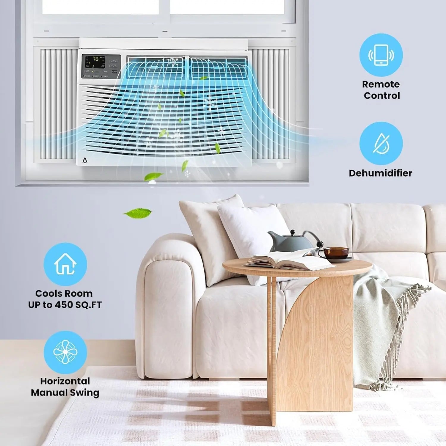 6000/8000/10000 BTU Window Air Conditioner Cools 250-450 Sq.Ft Window AC Unit With Remote Control 3 Speeds For Home Commercial