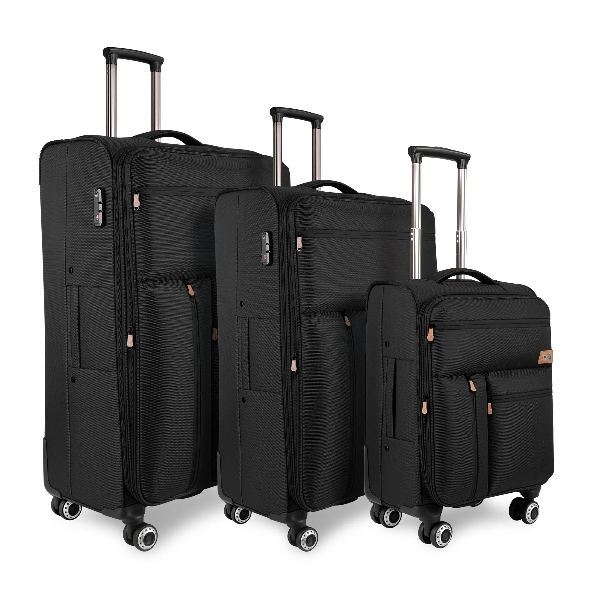3 Piece Set Softside Luggage Upright Spinner Softshell Lightweight Suitcase Travel Set (26in/30in with 2" Expansion Gusset)