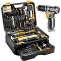 Tool Kit Box Drill Set：Home Mechanic Toolbox with 12V Power Cordless Drill Hand Repair Tools Sets Combo Kits Storage Organizer D