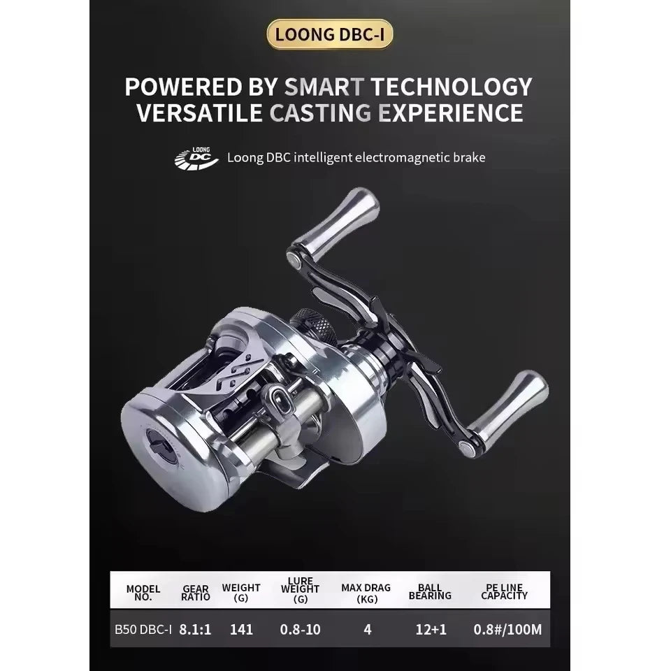 Loongze Airlite BFS Baitcasting Reel All Metal Electromagnetic Brake Bait Finesse Fishing B50/100/200DBC-I Lightweight Bass
