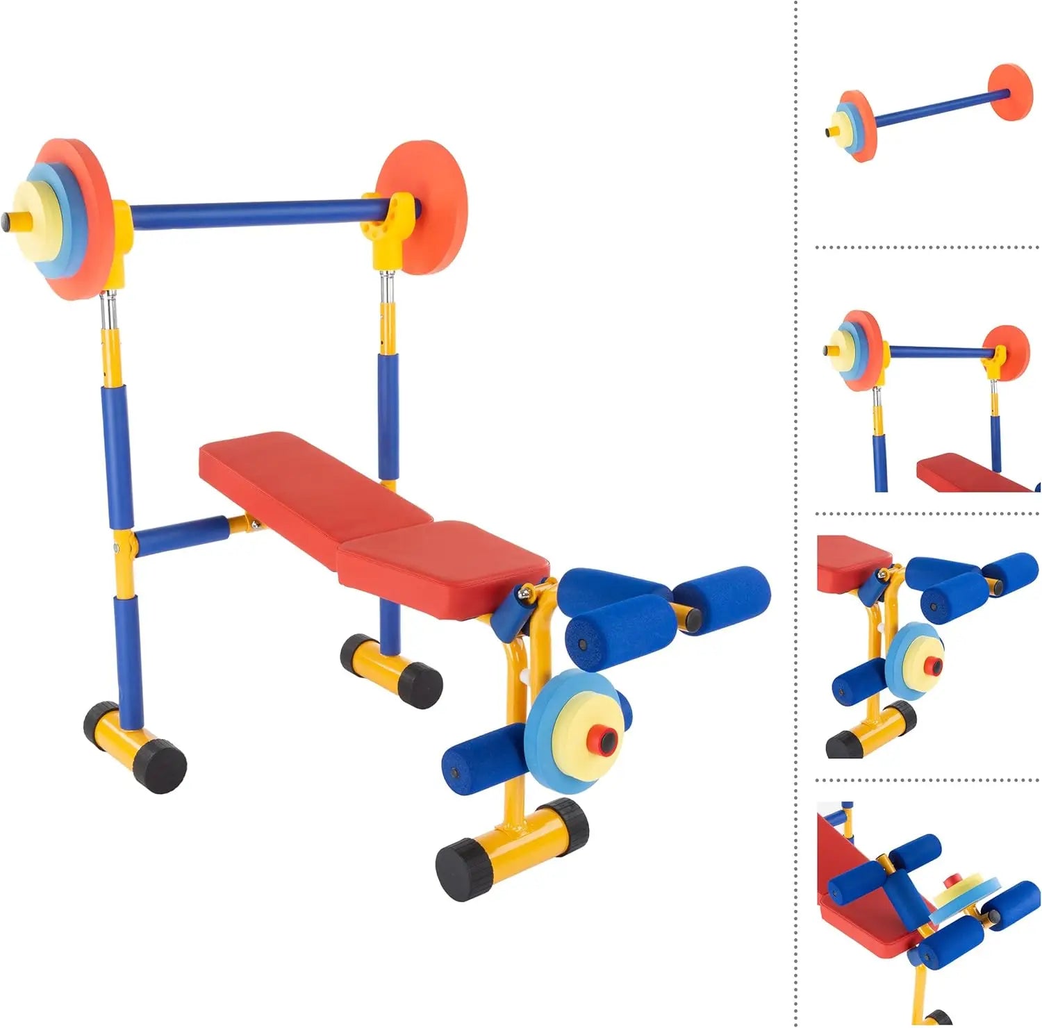 Children's Fitness Set: Adjustable Weight Bench, Barbell, and Foam Weights for Safe Play