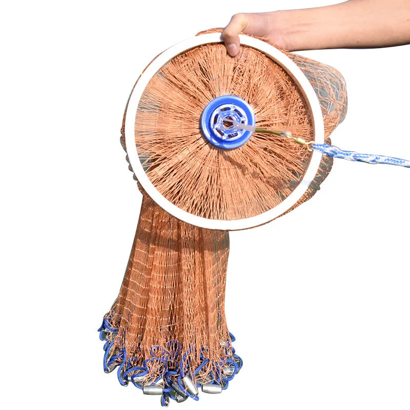 Universal Hand Throw Fishing Net Quick Throw Nylon Monofilament Mesh Net For Lake Water
