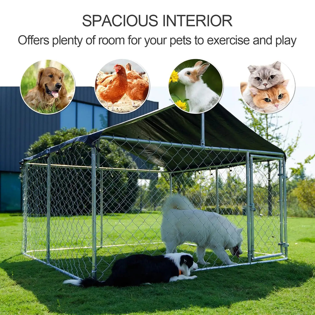 Outdoor Dog Enclosure Heavy Duty Dog Kennel House Mesh Dog Big Cage Pet Kennel Steel Fence with Secure Lock (6.56‘x, Customized