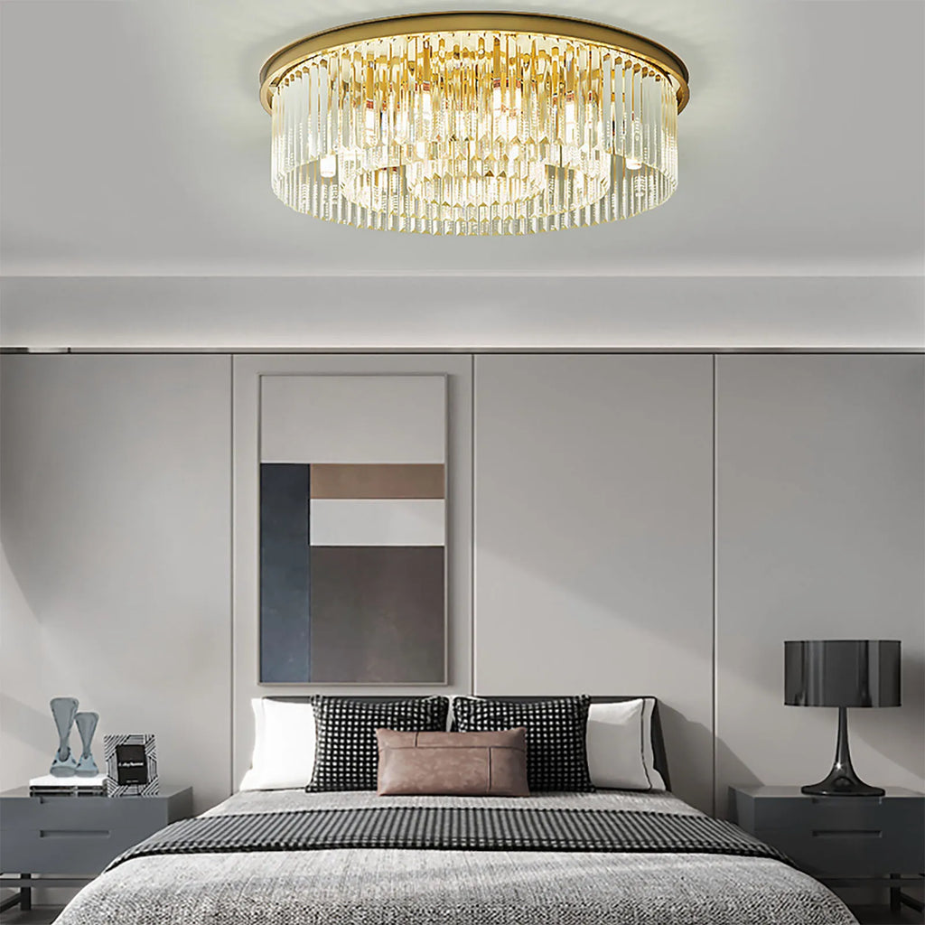 Modern Chandelier Crystal Light Fixture LED Hanging Flush Mount Ceiling Lamp Simple Home Decor Lighting 110-220V 60cm