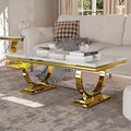 Gold Coffee Table, White and Gold Rectangle Living Room Tea Table, for Living Room, Elegant Coffee Table