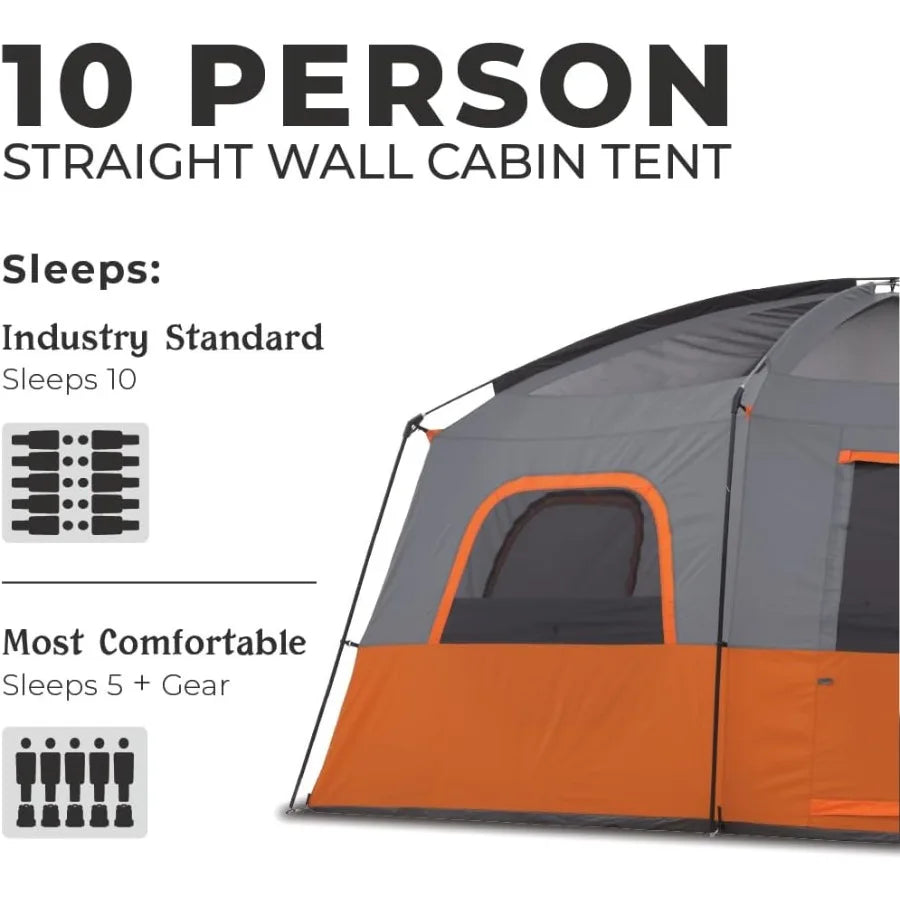 Tent for Family Camping 10 Person/ 11 Person/ 12 Person Large Multi Room Cabin Tents for Car Camping and Outdoor Adventures