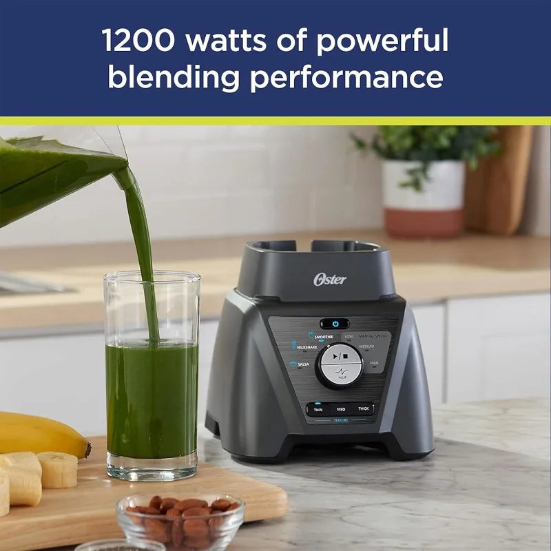 Oster Blender and Food Processor Combo with 3 Settings for Smoothies, Shakes, and Food Chopping, Includes 2 24-Ounce Cups, Grey