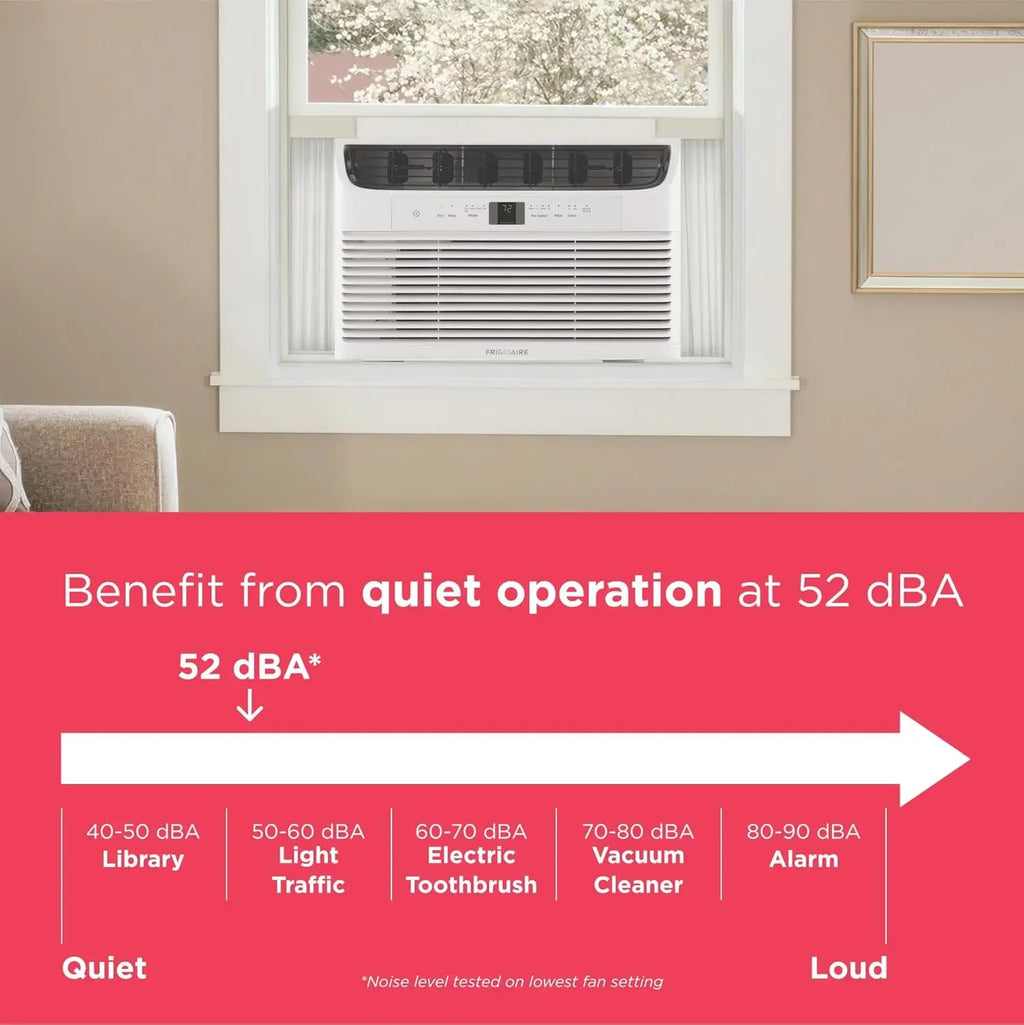 6,000 BTU Window Air Conditioner with Remote Control, Cools Up to 250 Sq. Ft., Quiet Operation, Eco Mode, 3 Fan Speeds,