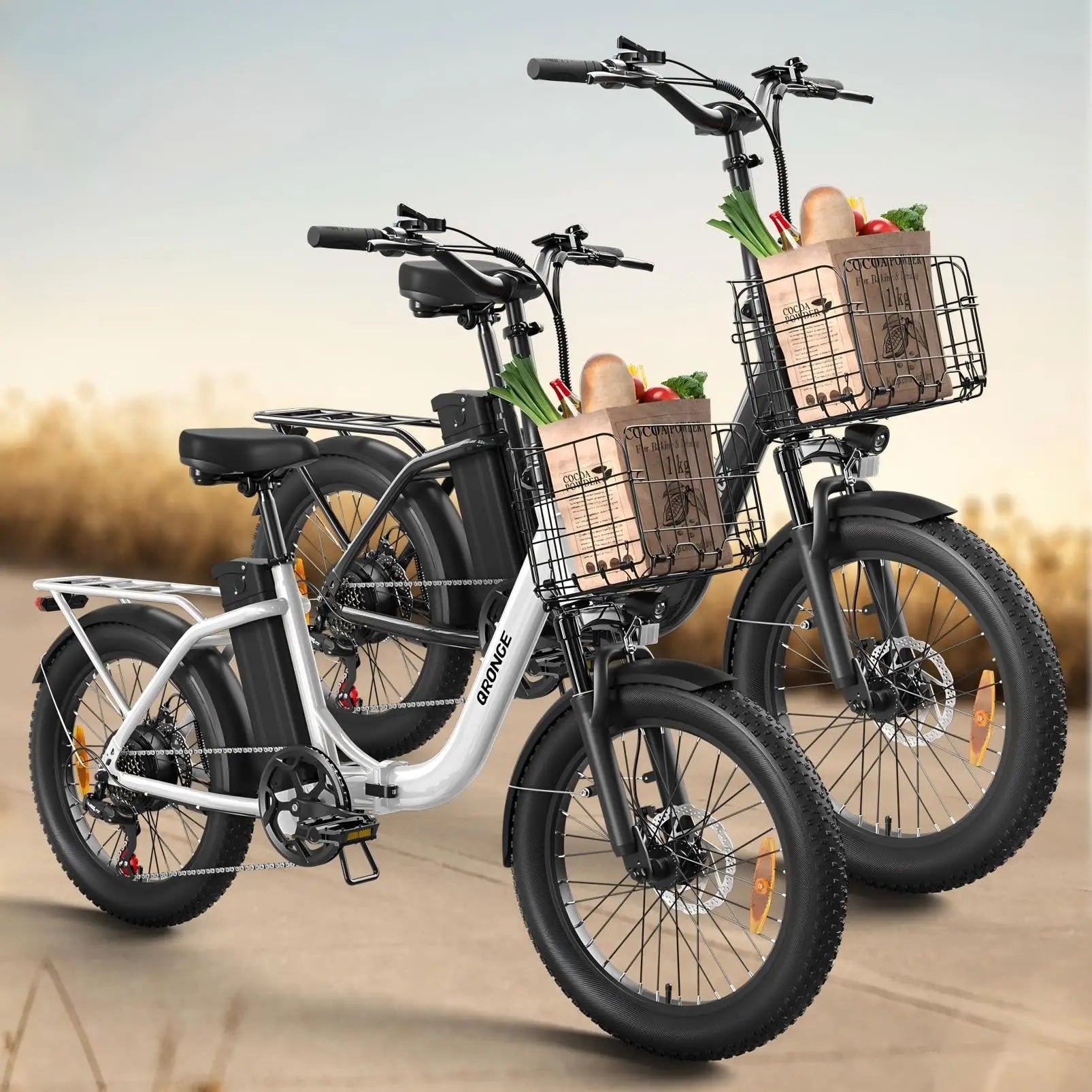 QRONGE Mirage Electric Bike 1000W Peak Folding E-bike 486Wh 70 Miles Range 7 Speed 25 MPH Max Electric Bicycle With Front Basket