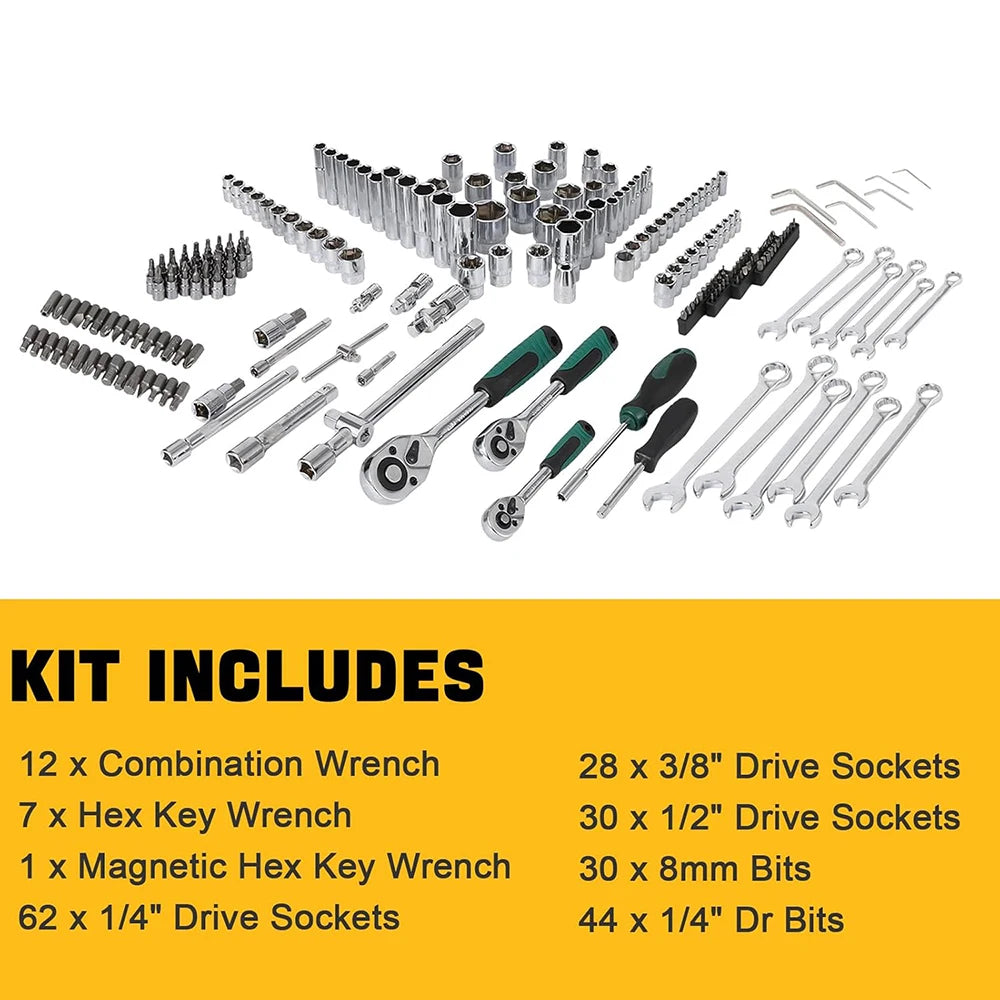 216 Piece Mechanics Tool Set and Socket Set, Ratchet Wrenches Set with Storage Case, Tool Combination Set for Automotive Repair