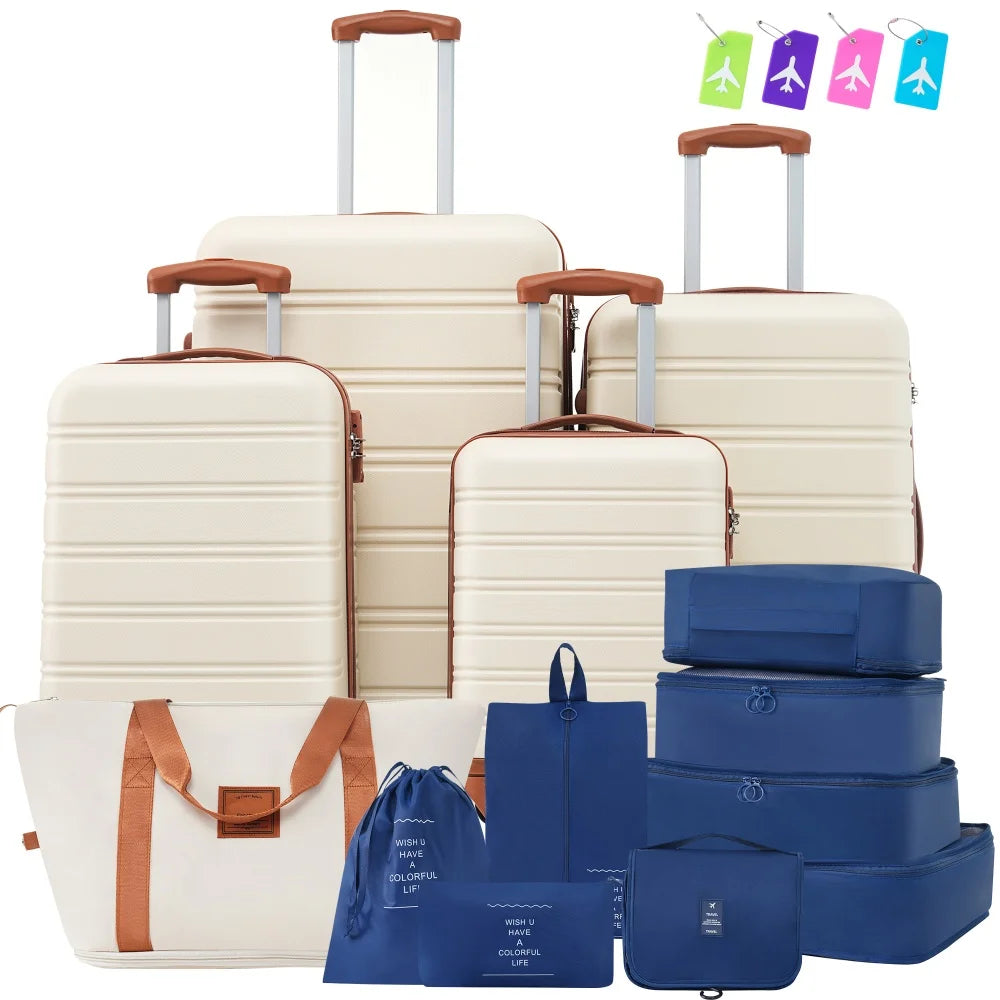 Hardshell Luggage Set 4Pcs Spinner Wheels Suitcase with TSA Lock Lightweight Expandable Travel Suitcase Rolling Luggage Carry On