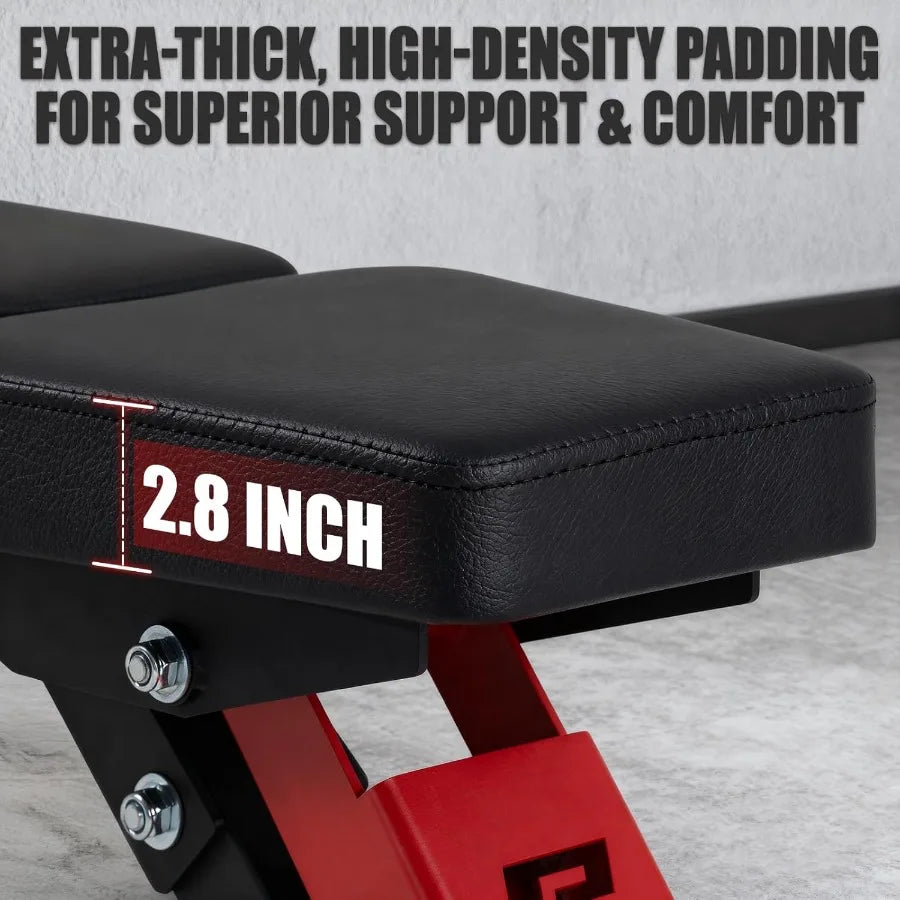 3-Section Adjustable Weight Bench 1600LBS Capacity Workout Bench for Home Gym with Thickened Padding 21 Levels Incline Decline