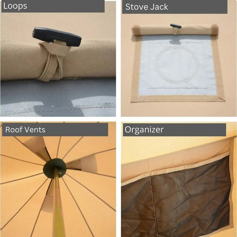 Luxurious 4-Season Waterproof Regatta Canvas Tent with Stove Jack for Outdoor Glamping and Camping