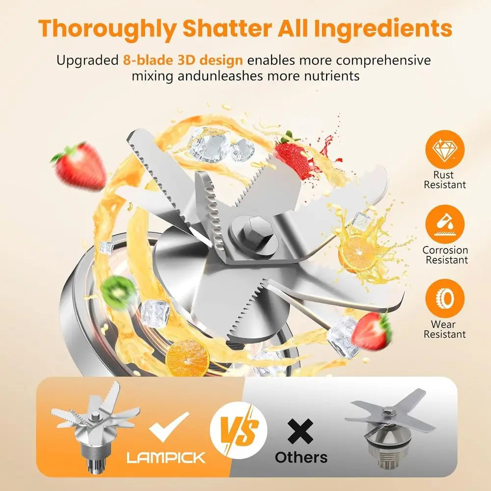 2000W Professional Grade High-Speed Countertop Blender with 68oz Pitcher & 27oz To-Go Cup, BPA-Free, Dishwasher Safe