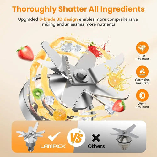 2000W Professional Grade High-Speed Countertop Blender with 68oz Pitcher & 27oz To-Go Cup, BPA-Free, Dishwasher Safe