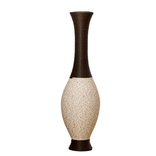 39.37 Inch Tall Hand-Woven Decorative Vase PVC Rattan Look Floor Vase Brown Beige Two-Tone For Outdoor Home Decor Farmhouse USA