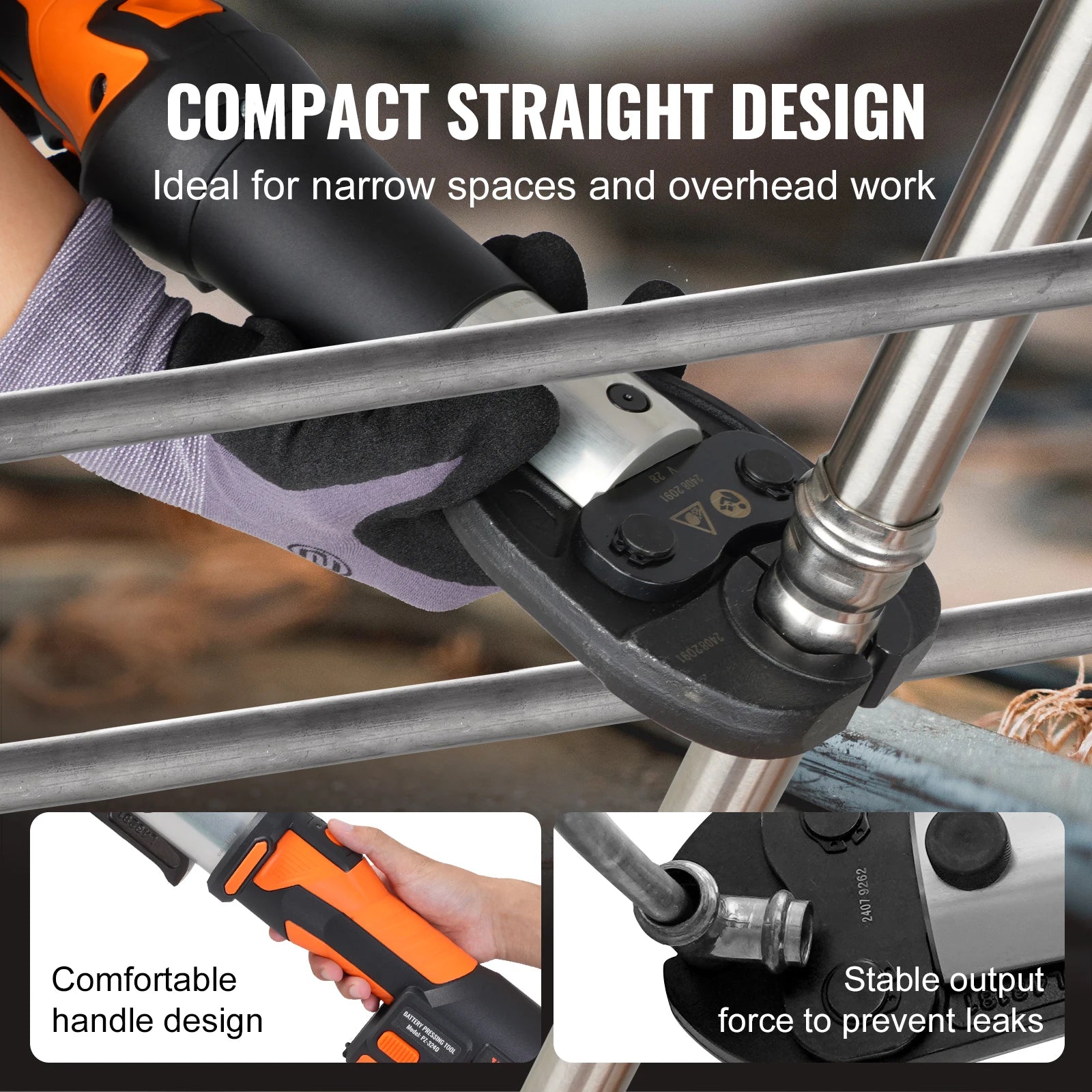 SucceBuy Pro Press Tool and Battery Kit Electric Pipe Crimping Tool with V15 V22 V28 Jaws Press Tool Kit with 2pcs 2.0Ah Battery