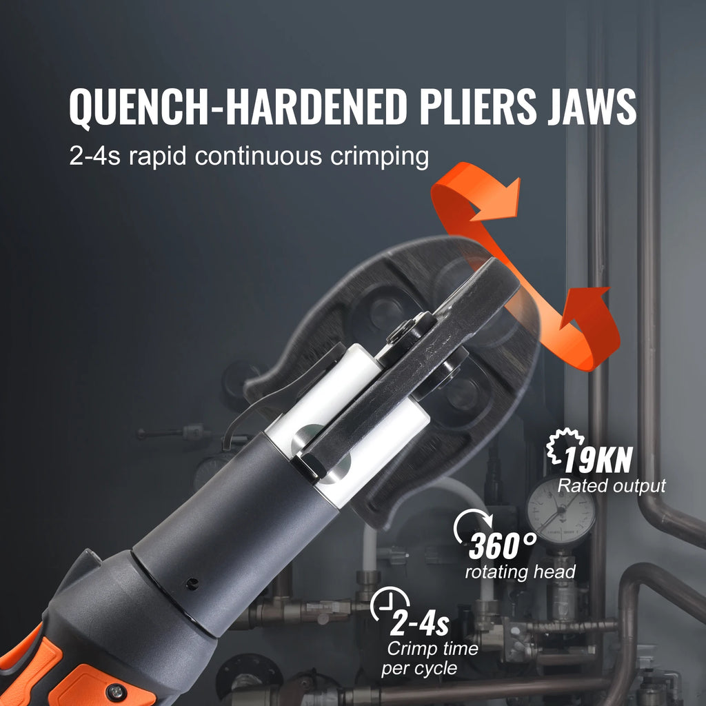 SucceBuy Pro Press Tool and Battery Kit Electric Pipe Crimping Tool with V15 V22 V28 Jaws Press Tool Kit with 2pcs 2.0Ah Battery