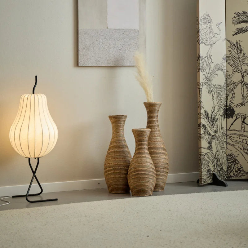 Elegant Beige 3-Piece Artificial Rattan Floor Vase For Outdoor Living Room Or Entrance Hallway Home Decoration Shipping From USA