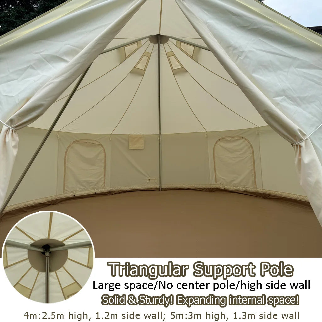 DANCHEL B6 4/5m Glamping Luxury Wall Tents with Stove Jack 900D Oxford No Center Pole 4 Season Houses Camping in Winter Hot Tent
