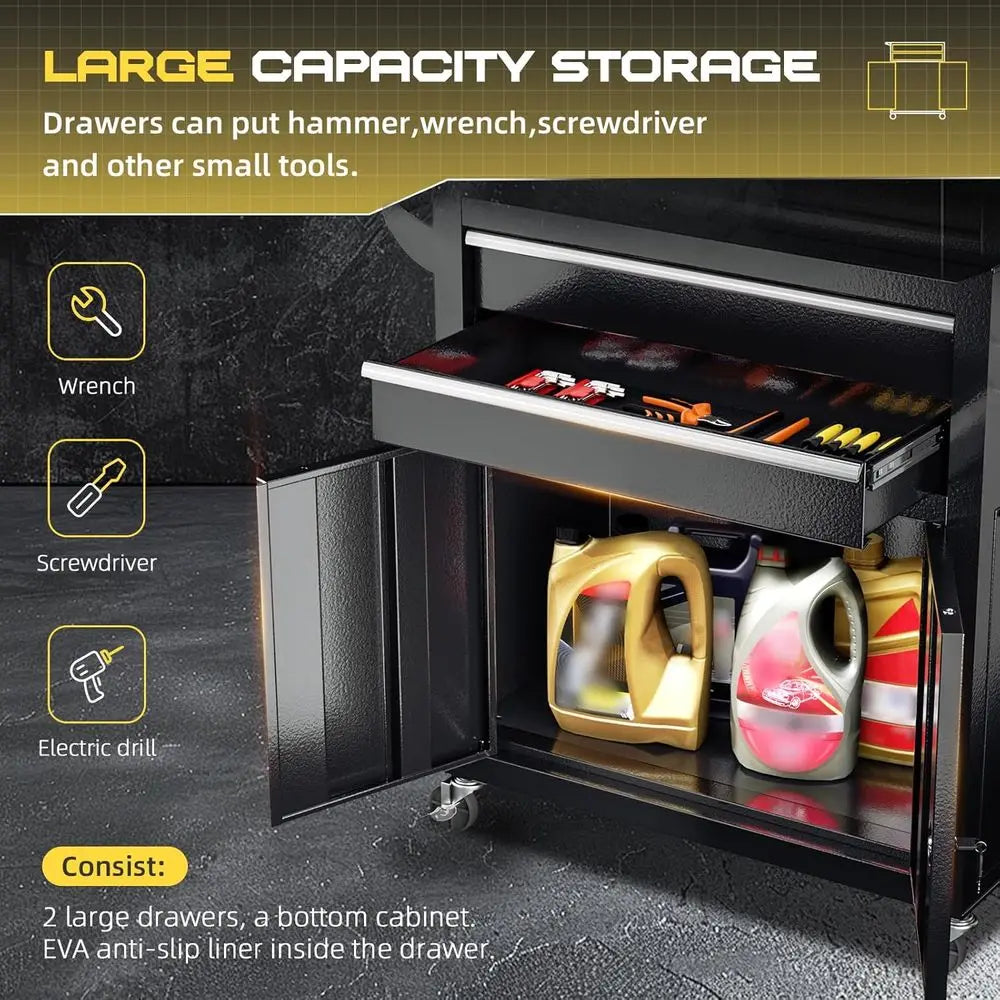 Portable 8-Drawer Rolling Tool Chest with Lock, Mobile Storage Cabinet for Mechanics, Garage, and Workshop