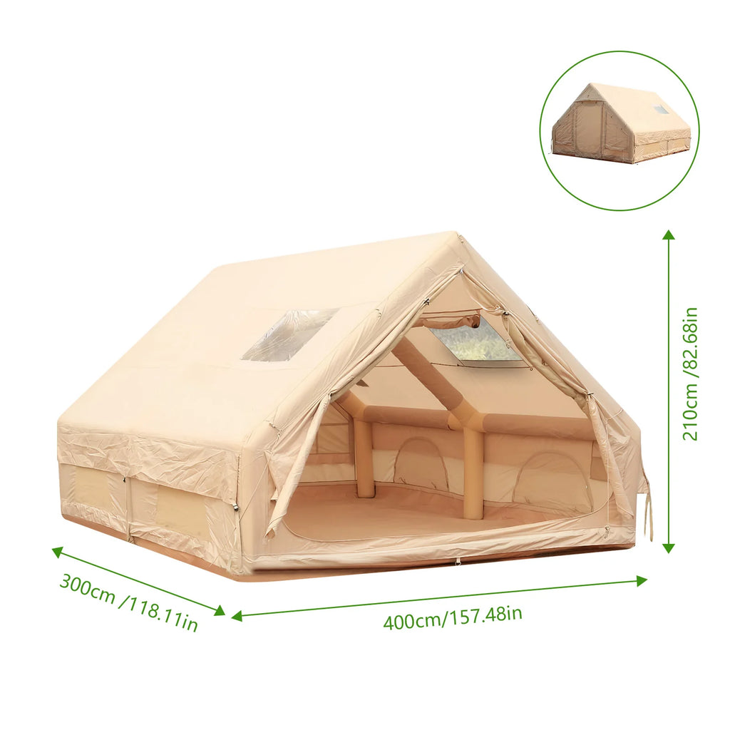 Inflatable Tent with Skylight 12-Square-Meter Air Glamping Tents Sunproof Inflatable House Outdoor Camping Waterproof Tent