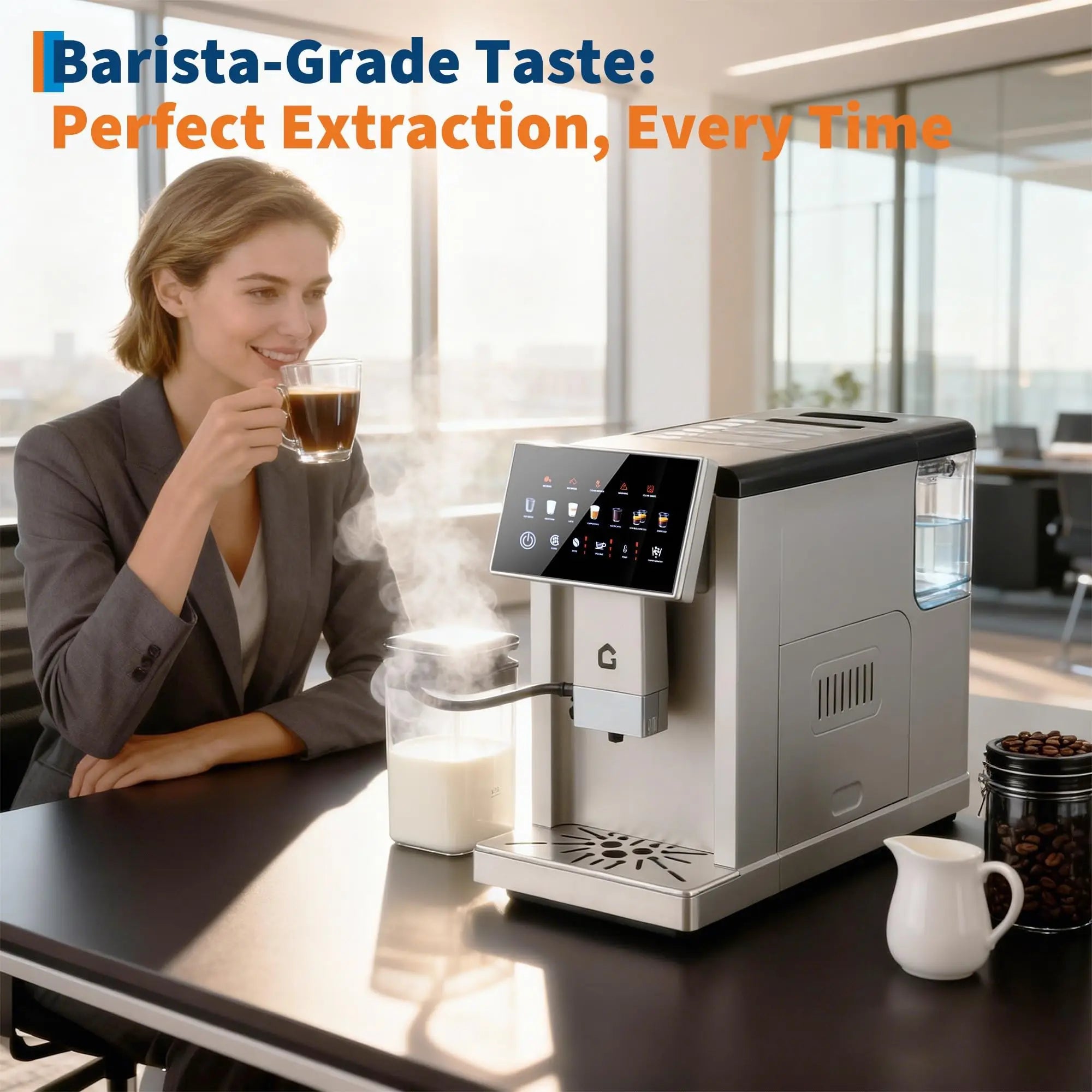 3rd-Gen Automatic Espresso Machine With Milk Frother Removable Brewer/Grinder 3-Level Flavor/Volume Detachable Milk Tank