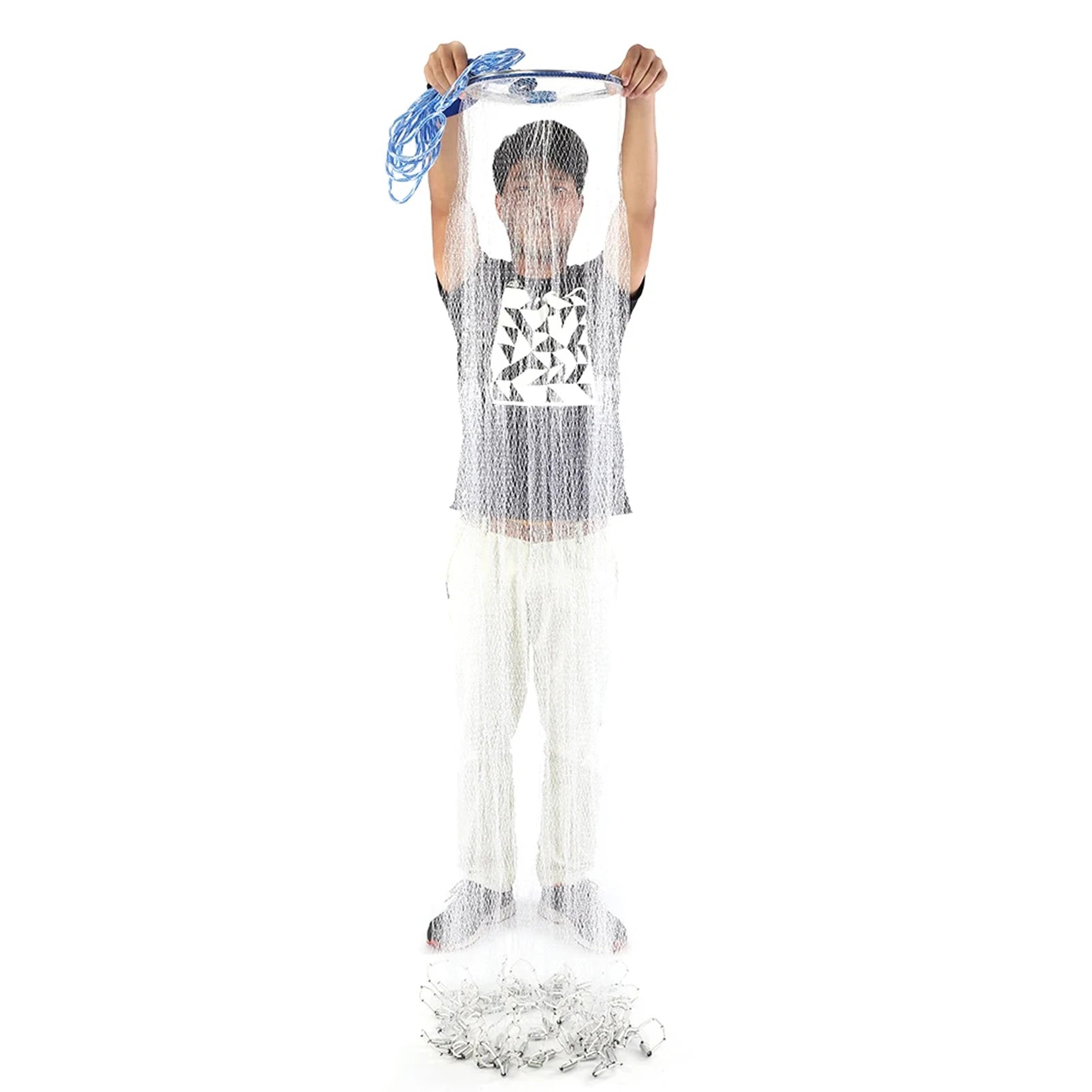Universal Hand Throw Fishing Net Quick Throw Nylon Monofilament Mesh Net For Lake Water