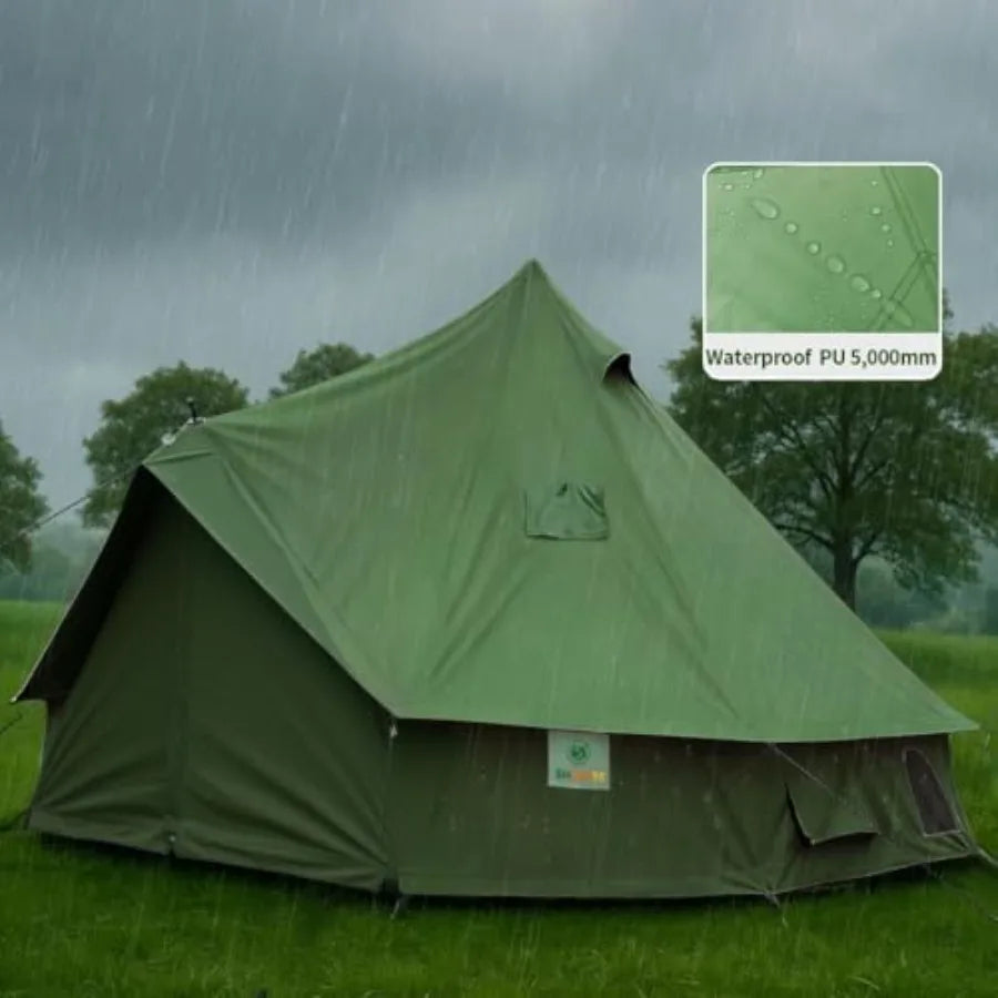 Bell Yurt Tent with Stove Jack Waterproof Luxury 4 Season Tent 420D Ox Cloth Green Glamping Tents for Family Outdoor Camping Hu