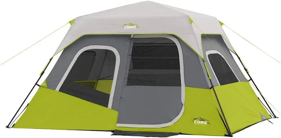 Instant Pop-Up Cabin Tents for 6-12 People, Family Camping with Storage Pockets and Multi-Room Design