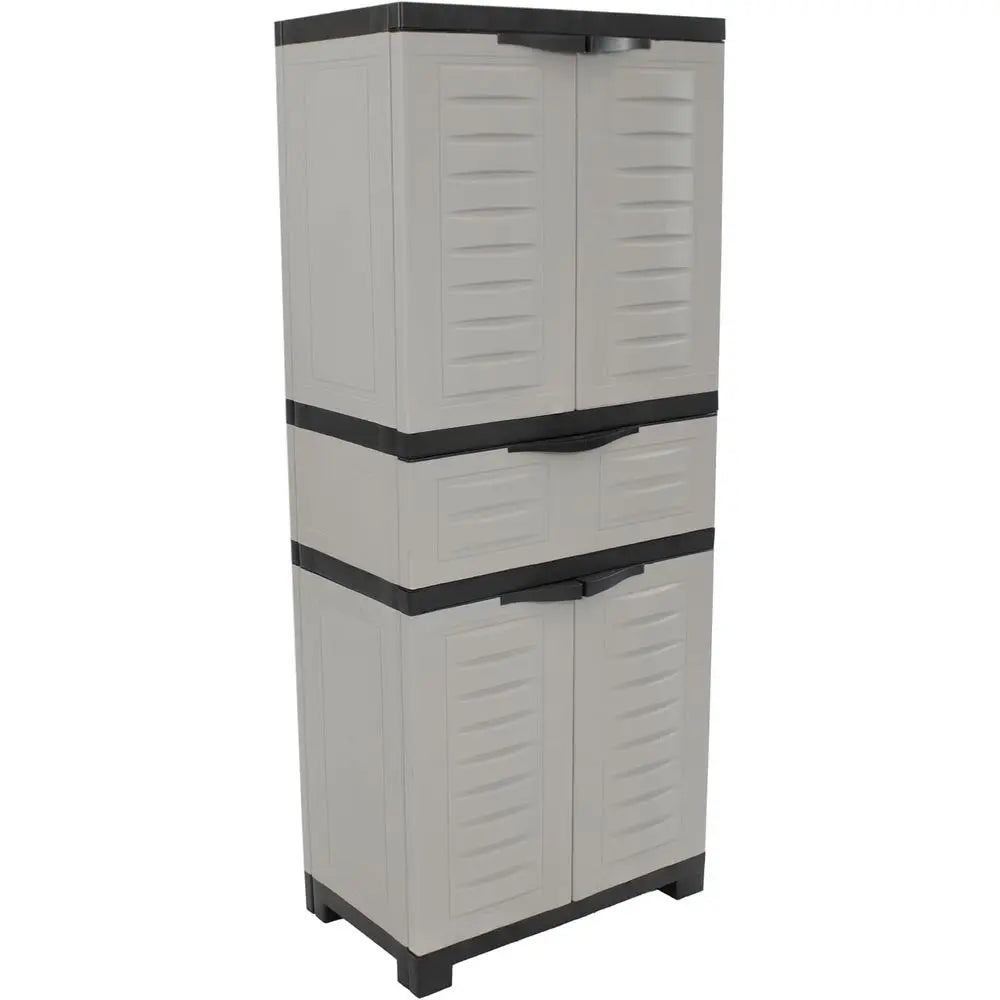 Gray 57 Resin Garage Storage Cabinet with 2 Adjustable Shelves for Utility, Laundry, Office, or Basement