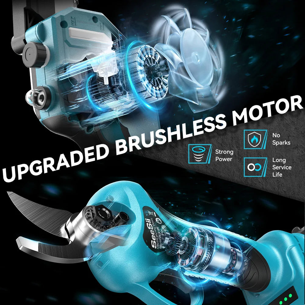 Seesii 3-in-1 6'' Electric High Branch Saw Brushless Chainsaw w/2.4m Extension Telescopic Rod Wood Cutter Pruning Garden Tools