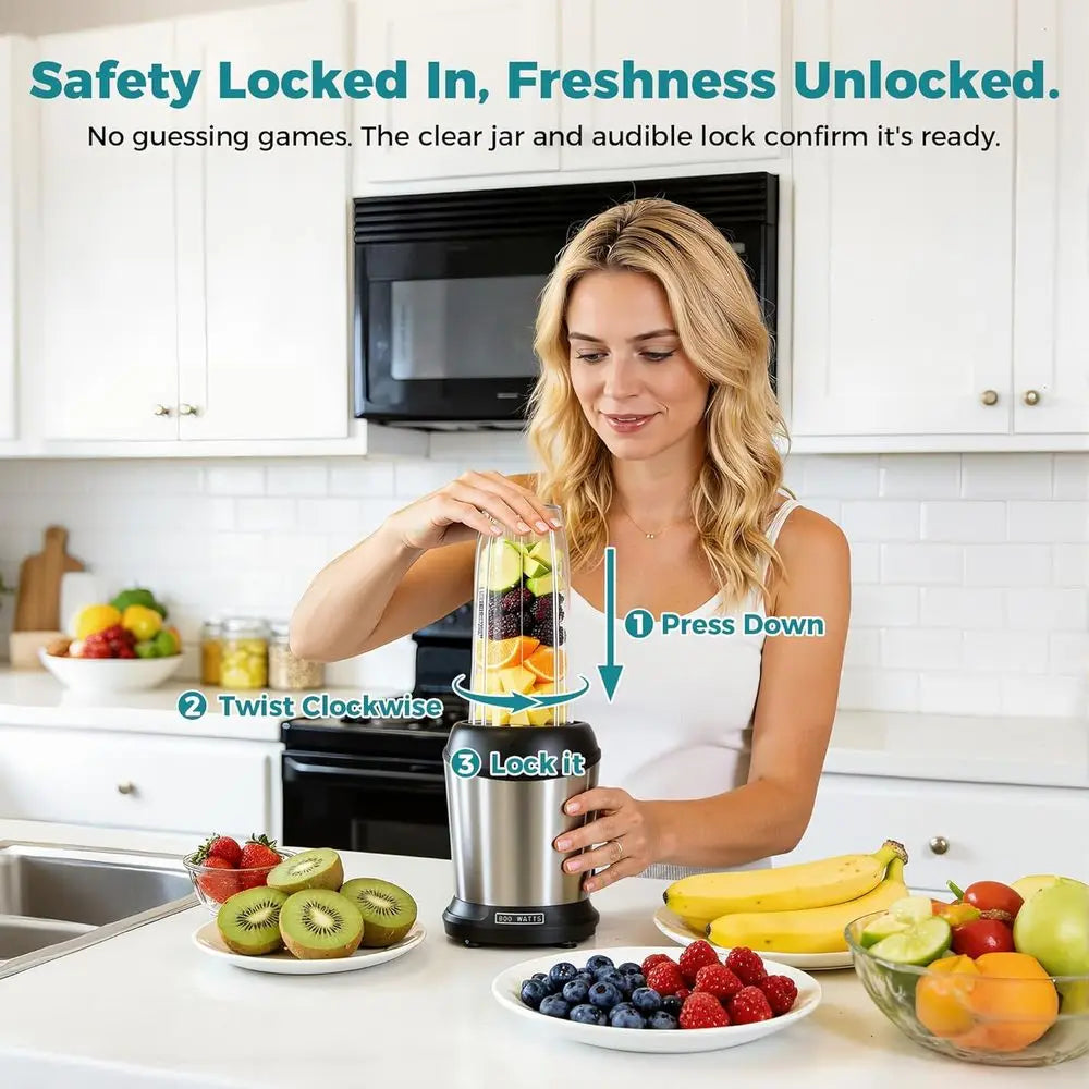 Smoothie Blender, Personal Blenders for Kitchen with 17, 24, 34 oz BPA-Free Portable Cups, Mini Smoothie Maker for Shakes, Sauce