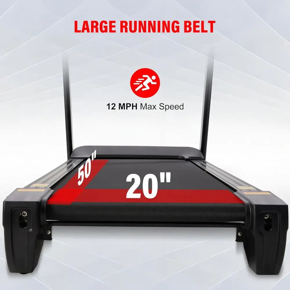 High-Capacity 20% Auto Incline Treadmill: 400 LB, 20 Deck, 0.6-12 MPH, LED Display, Bluetooth, Foldable, App-Enabled