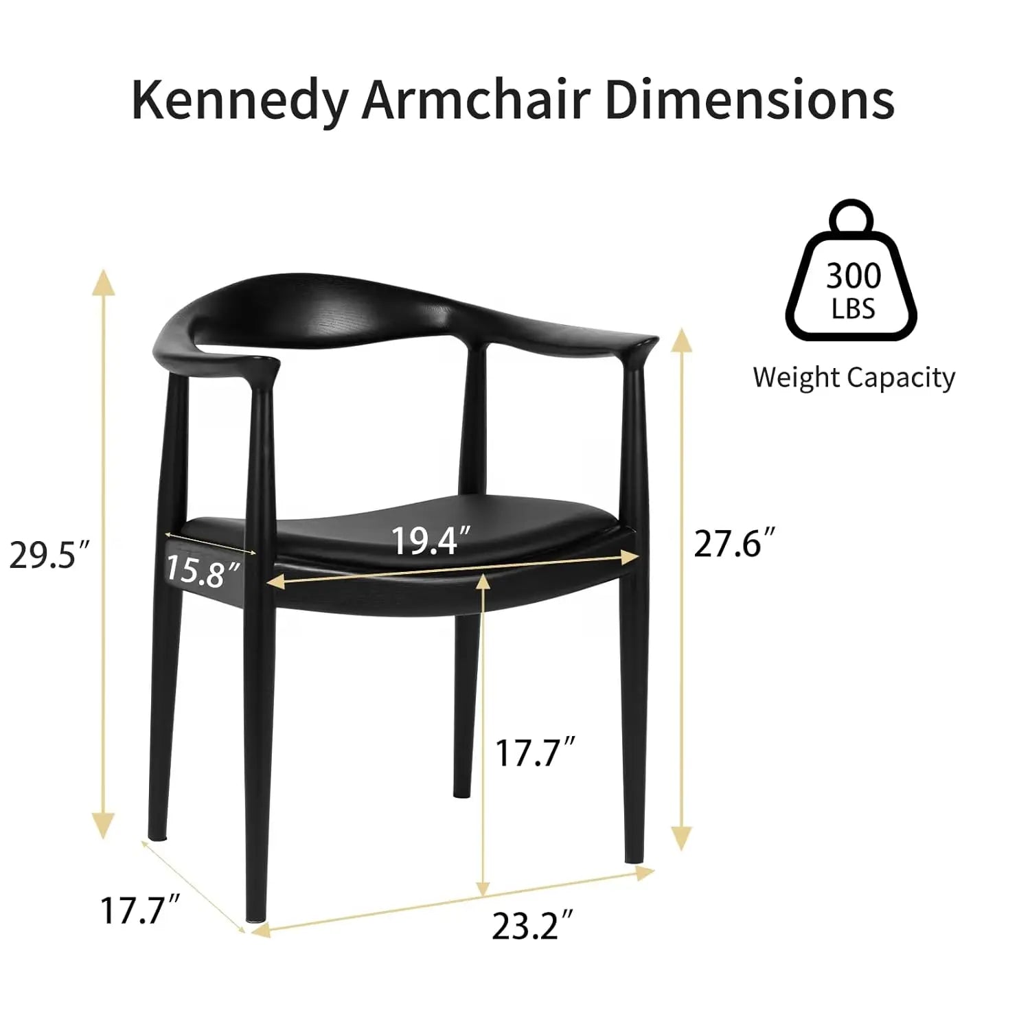 Upholstered Dining Armchair Mid-Century Accent Black Kitchen Office, Customized