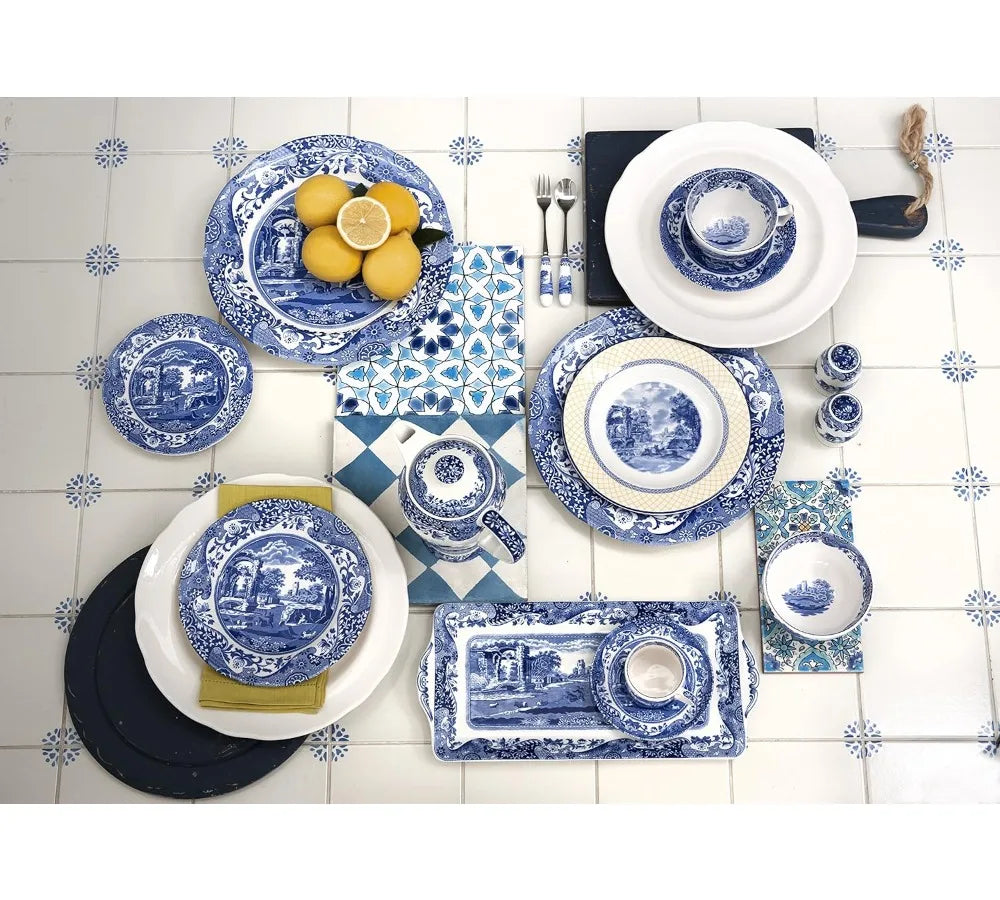 Italian Countryside Hexagonal Porcelain Vase - 10.5" Elegant Home Decor Centerpiece for Living Room & Gifts