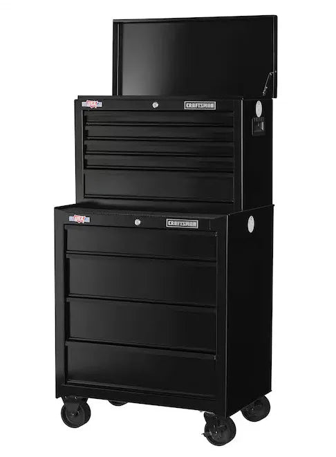 Tool Box5 Drawer Heavy Duty Steel Toolbox with Ball Bearing Slides Smooth Rolling Storage Cart Stackable Black Finish Durable