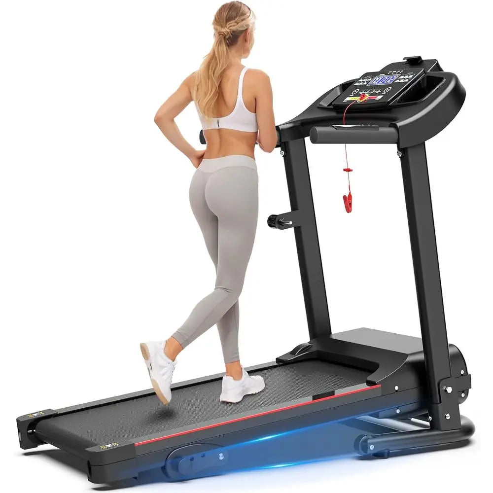 Portable 3-Level Incline Treadmill for Home Use, 265 lbs Capacity, 0.5-7.6 MPH Speeds, 2.5 HP Motor, 12 Built-in Programs, LED D