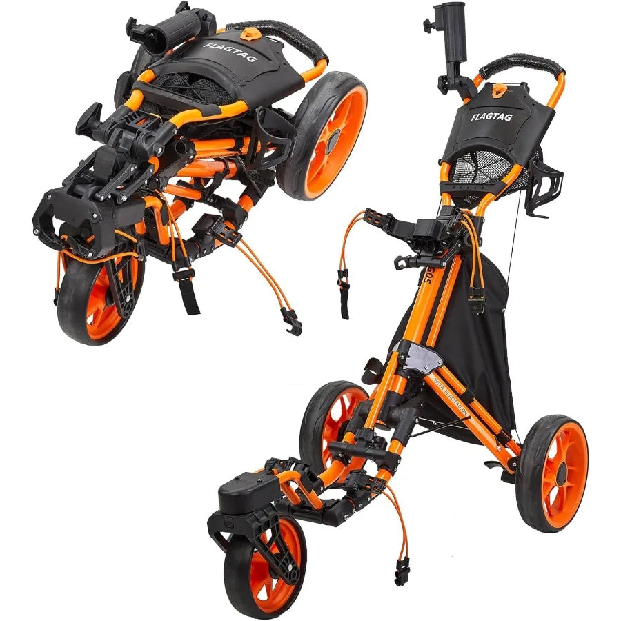 Golf Push Cart 3 Wheel with 360 Swivel Front WheelLightweight and Foldable Walking Golf CartOne-Click Foldable with Foot Brake