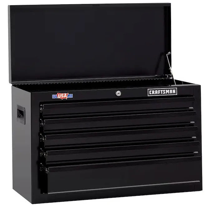 Tool Box5 Drawer Heavy Duty Steel Toolbox with Ball Bearing Slides Smooth Rolling Storage Cart Stackable Black Finish Durable