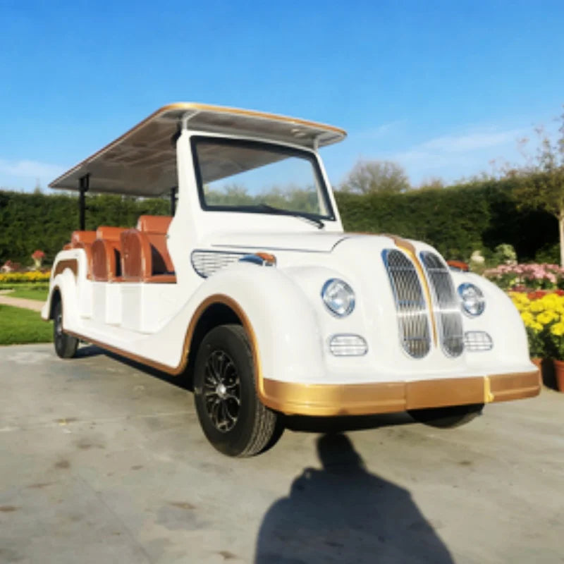 Factory Direct Sales Electric Retro Cars, Electric Sightseeing Vintage Golf Cart Chair Brown Leather For TranSporTing Tourists