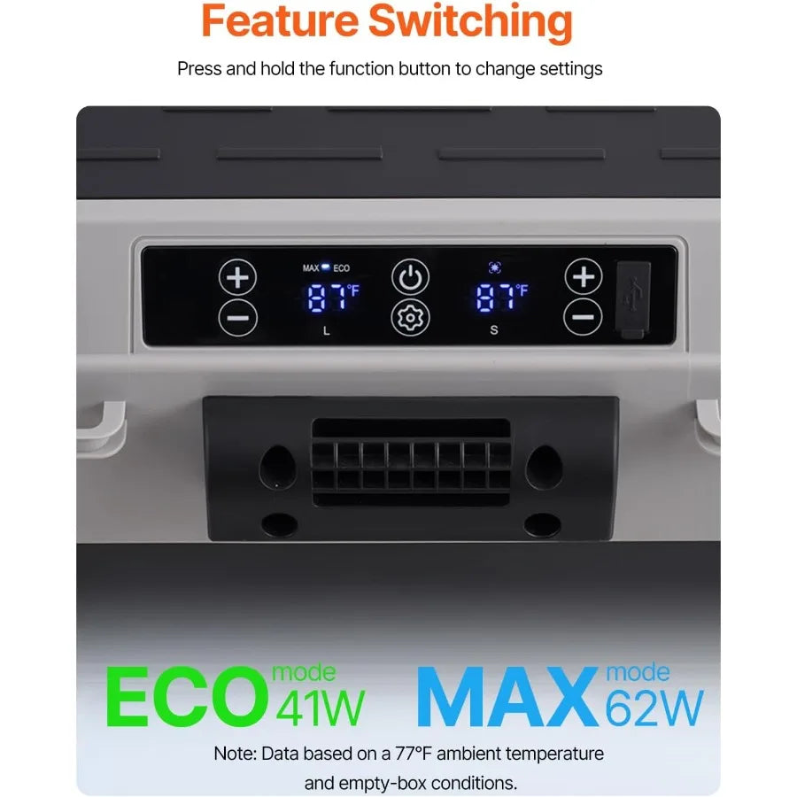 X40K Refrigerator 42.3 Qt Dual Storage Zones Car Fridge Electric Cooler with Telescopic Handle Portable Freezer for Vehicle Cam