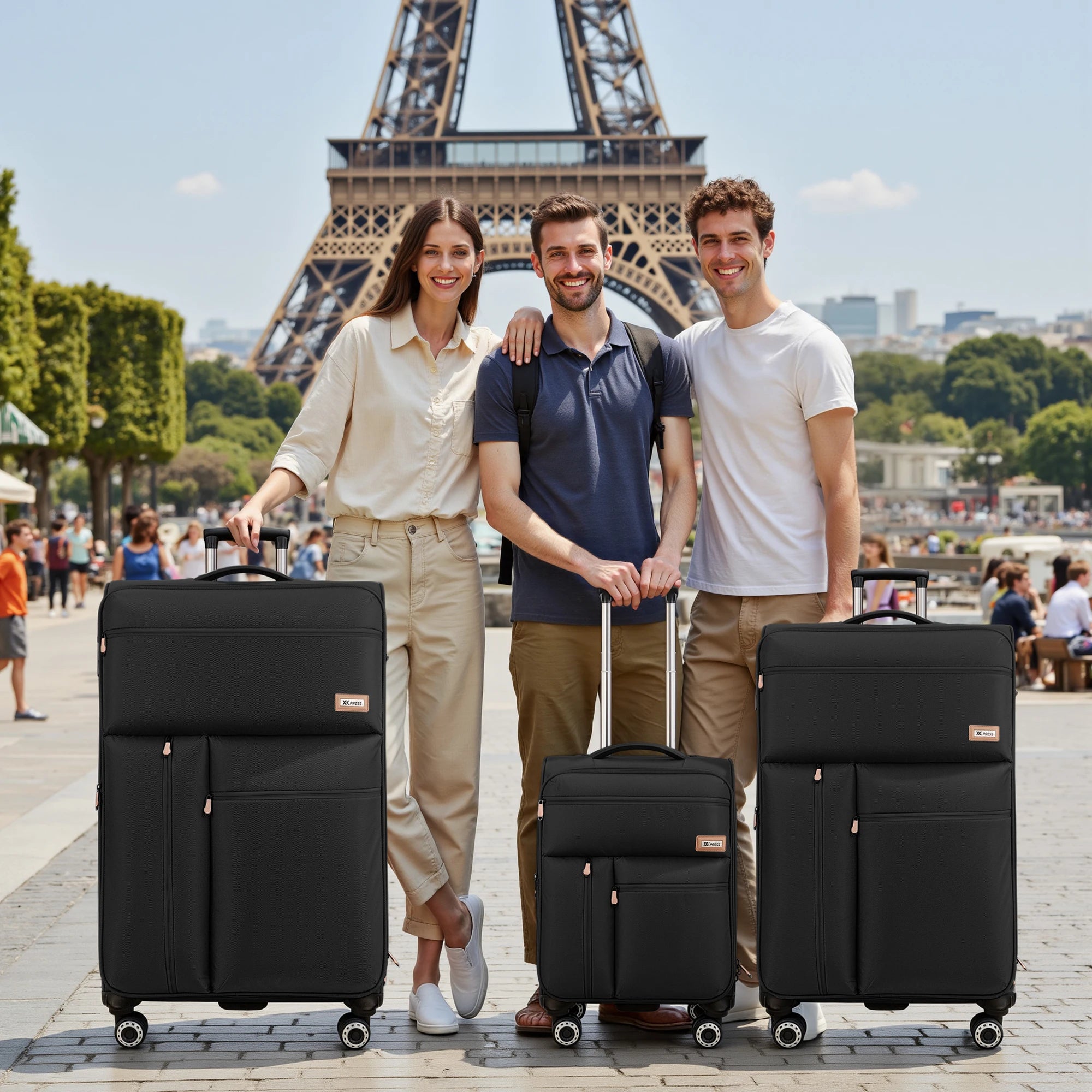 3 Piece Set Softside Luggage Upright Spinner Softshell Lightweight Suitcase Travel Set (26in/30in with 2" Expansion Gusset)