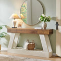 60 Antique White Armhouse Console Table for Narrow Entryways, Behind Sofa in Living Rooms and Halls
