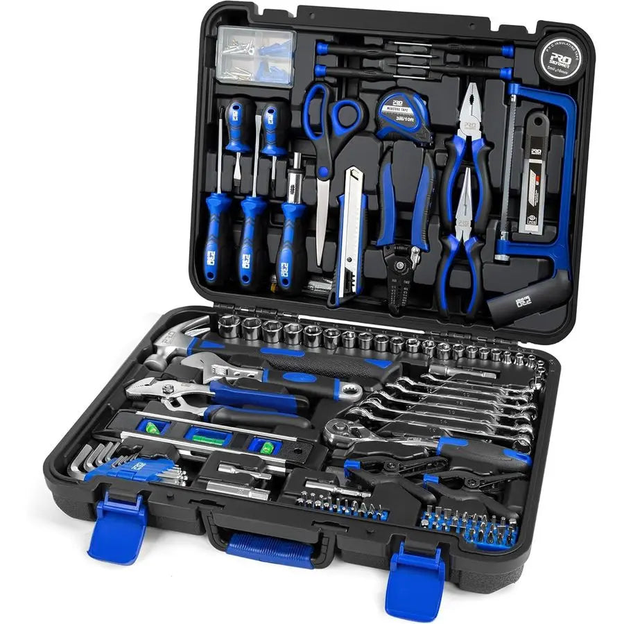 259Piece Tool Kit, General Household Hand Tool Set with Plastic Storage Toolbox, Portable Complete Repair Tool Box for Home and