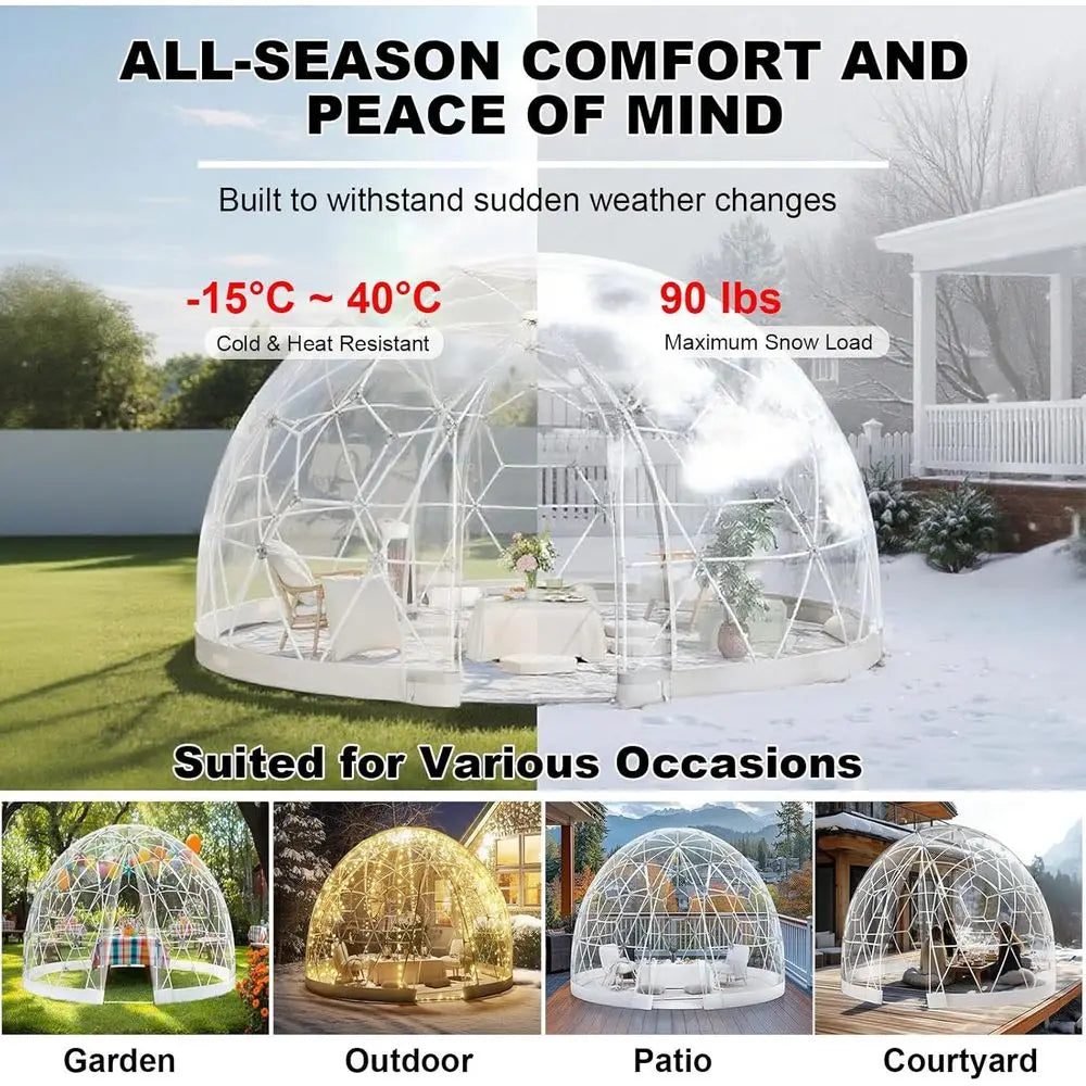 Luxury 12ft Igloo Bubble Tent for 4-7 People - Thickened PVC, Ideal for Camping and Outdoor Adventures