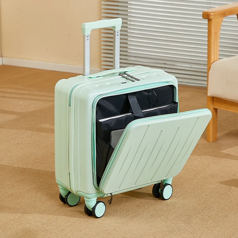 18 inches suitcase swivel wheels male student durable sturdy thick password travel case