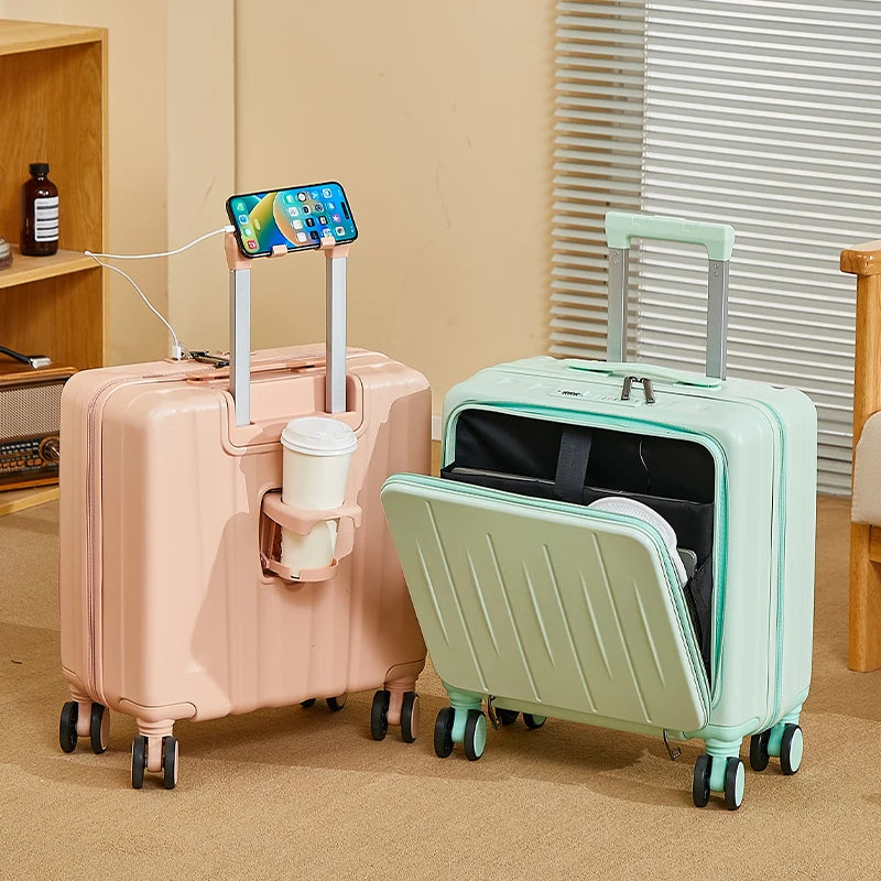 18 inches suitcase swivel wheels male student durable sturdy thick password travel case