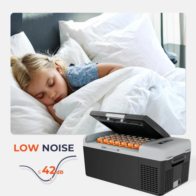 Refrigerator Portable Fridge - 16Quart(15L) Electric Cooler Compressor fridge -4℉~68℉, 12/24V DC & 110-240V AC Car Refrigerator