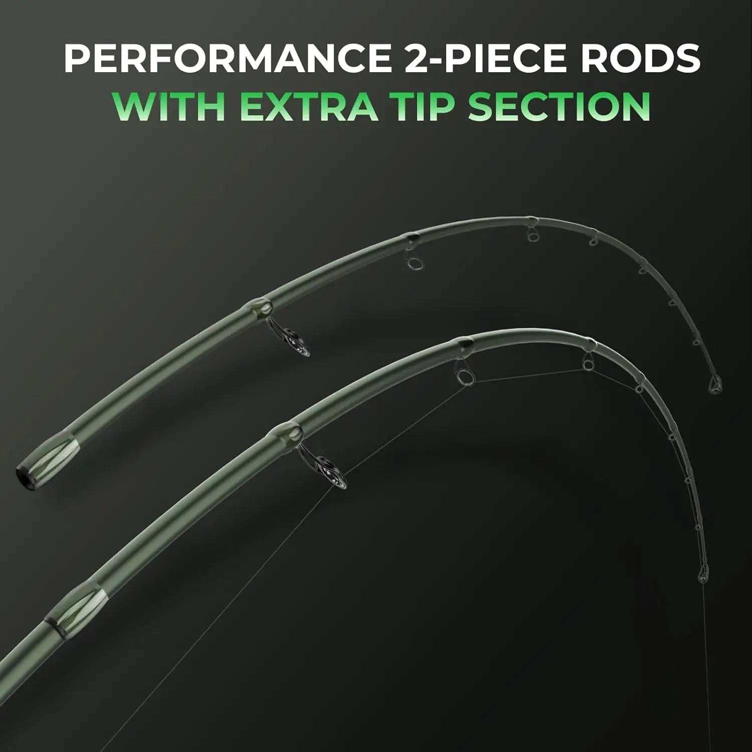 Twin-Tip Fishing Rod and Reel Combo, Spinning & Casting Setup with Graphite Blanks and Extra Tip